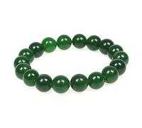 KLIYBGTHIJTP Braccialetto elastico da uomo e donna, 10 mm, con perline di giada verde scuro, pietra naturale, per yoga