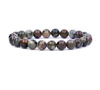 KLIYBGTHIJTP Braccialetto elastico unisex con perline rotonde da 8 mm, con gemme semi preziose, 17,8 cm, Pietra