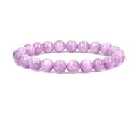 KLIYBGTHIJTP Braccialetto elastico unisex con pietre preziose da 8 mm, perline rotonde in cristallo di rocca, diaspro, 17,8 cm