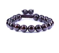 KLIYBGTHIJTP Braccialetto intrecciato regolabile con perline rotonde da 10 mm, unisex, con pietre preziose e cristalli