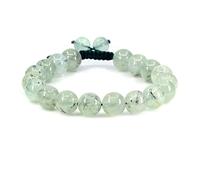 KLIYBGTHIJTP Braccialetto intrecciato regolabile con perline rotonde da 10 mm, unisex, con pietre preziose e cristalli