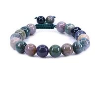 KLIYBGTHIJTP Braccialetto intrecciato regolabile con perline rotonde da 10 mm, unisex, con pietre preziose e cristalli