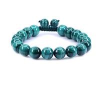 KLIYBGTHIJTP Braccialetto intrecciato regolabile con perline rotonde da 10 mm, unisex, con pietre preziose e cristalli