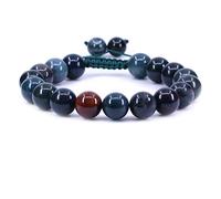 KLIYBGTHIJTP Braccialetto intrecciato regolabile con perline rotonde da 10 mm, unisex, con pietre preziose e cristalli