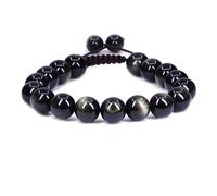 KLIYBGTHIJTP Braccialetto intrecciato regolabile con perline rotonde da 10 mm, unisex, con pietre preziose e cristalli