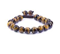 KLIYBGTHIJTP Braccialetto intrecciato regolabile con perline rotonde da 10 mm, unisex, con pietre preziose e cristalli
