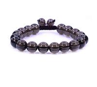 KLIYBGTHIJTP Braccialetto intrecciato regolabile con perline rotonde da 10 mm, unisex, con pietre preziose e cristalli
