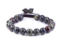KLIYBGTHIJTP Braccialetto intrecciato regolabile con perline rotonde da 10 mm, unisex, con pietre preziose e cristalli