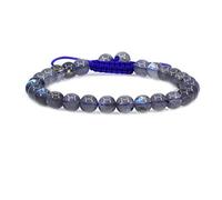 KLIYBGTHIJTP Braccialetto intrecciato regolabile con pietre preziose da 6 mm, perline rotonde e cristalli, unisex