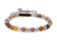 KLIYBGTHIJTP Braccialetto intrecciato regolabile con pietre preziose da 6 mm, perline rotonde e cristalli, unisex