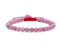 KLIYBGTHIJTP Braccialetto intrecciato regolabile con pietre preziose da 6 mm, perline rotonde e cristalli, unisex