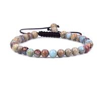 KLIYBGTHIJTP Braccialetto intrecciato regolabile con pietre preziose da 6 mm, perline rotonde e cristalli, unisex
