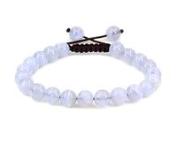 KLIYBGTHIJTP Braccialetto unisex con perline rotonde da 8 mm, con pietre preziose e cristalli intrecciati, regolabili, macramè