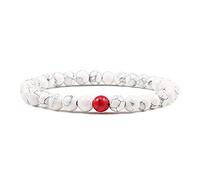 KLIYBGTHIJTP Bracciali Coppia Distanza Braccialetto Rosso Turchese Nero Opaco Pietra Naturale Uomini Bangle 6mm Corda Elastica Perline Braccialetti per Donne Gioielli, Pietra
