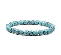 KLIYBGTHIJTP Bracciali Coppia Distanza Braccialetto Rosso Turchese Nero Opaco Pietra Naturale Uomini Bangle 6mm Corda Elastica Perline Braccialetti per Donne Gioielli, Pietra