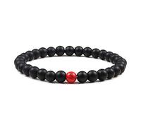 KLIYBGTHIJTP Bracciali Coppia Distanza Braccialetto Rosso Turchese Nero Opaco Pietra Naturale Uomini Bangle 6mm Corda Elastica Perline Braccialetti per Donne Gioielli, Pietra