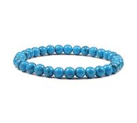 KLIYBGTHIJTP Bracciali Coppia Distanza Braccialetto Rosso Turchese Nero Opaco Pietra Naturale Uomini Bangle 6mm Corda Elastica Perline Braccialetti per Donne Gioielli, Pietra