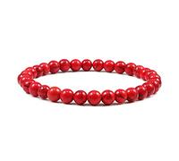 KLIYBGTHIJTP Bracciali Coppia Distanza Braccialetto Rosso Turchese Nero Opaco Pietra Naturale Uomini Bangle 6mm Corda Elastica Perline Braccialetti per Donne Gioielli, Pietra