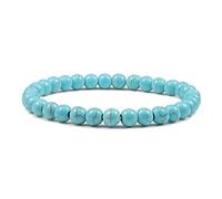 KLIYBGTHIJTP Bracciali Coppia Distanza Braccialetto Rosso Turchese Nero Opaco Pietra Naturale Uomini Bangle 6mm Corda Elastica Perline Braccialetti per Donne Gioielli, Pietra