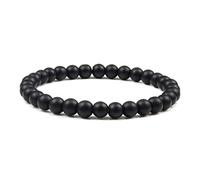 KLIYBGTHIJTP Bracciali Coppia Distanza Braccialetto Rosso Turchese Nero Opaco Pietra Naturale Uomini Bangle 6mm Corda Elastica Perline Braccialetti per Donne Gioielli, Pietra