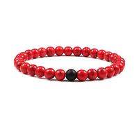 KLIYBGTHIJTP Bracciali Coppia Distanza Braccialetto Rosso Turchese Nero Opaco Pietra Naturale Uomini Bangle 6mm Corda Elastica Perline Braccialetti per Donne Gioielli, Pietra