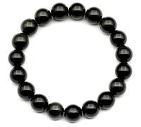 KLIYBGTHIJTP ElisaJewelryArt - Bracciale con perline di ossidiana naturale, pietra preziosa e cristallo di cristallo - Bracciale elastico unisex regolabile (donna, ossidiana), Women, Pietra