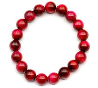 KLIYBGTHIJTP ElisaJewelryArt - Bracciale con perline in occhio di tigre rosa naturale, pietra preziosa e cristallo, braccialetto elastico unisex regolabile (occhio di tigre rosa), Pietra