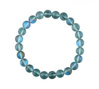 KLIYBGTHIJTP Mystic - Braccialetto elastico con perline di vetro marino, unisex, per guarigione dei chakra, yoga, protezione spirituale, pietra portafortuna, unisex, regalo di Natale, Nylon Pietra
