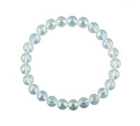 KLIYBGTHIJTP Mystic - Braccialetto elastico con pietra preziosa di quarzo aura rivestita mistica, per uomini e donne, gioielli, guarigione chakra, yoga, protezione spirituale, pietra portafortuna |