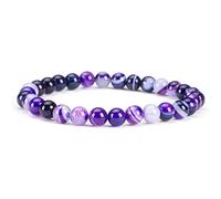KLIYBGTHIJTP - Piccolo, medio, grande - Braccialetto con perline per donne e uomini - Perline rotonde da 6 mm, Small, Pietra