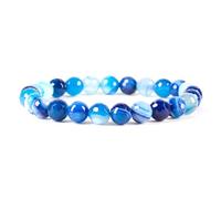 KLIYBGTHIJTP - Piccolo, medio, grande - Braccialetto con perline per donne e uomini - Perline rotonde da 8 mm, Select Size, Pietra