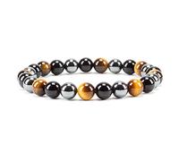 KLIYBGTHIJTP - Piccolo, medio, grande - Braccialetto con perline per donne e uomini - Perline rotonde da 8 mm, Small, Pietra