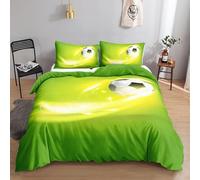 KLJFIGUT Copripiumino Matrimoniale 240x260 calcio 3 Pezzi Set di Biancheria da Letto Matrimoniale in Microfibra, Copripiumini per Adolescenti Adulti con Cerniera e 2 Federe 50x80 cm