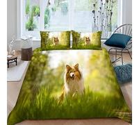 KLJFIGUT Copripiumino Singolo 135x200 cane Set di Biancheria da Letto Singolo per Bambini, Copripiumini in Morbido Microfibra con Cerniera, 1 Copripiumino e 2 Federe 50x80 cm
