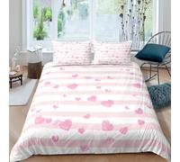 KLJFIGUT Copripiumino Singolo 155x200 amore rosa Copripiumini in Microfibra con Cerniera, Set di Biancheria da Letto Singolo per Ragazza e Ragazzi, 1 Copripiumino e 2 Federe 50x80 cm