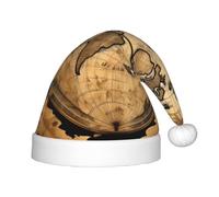 KLJnmbb Ancient Map World Globe Print Boys Girls Elf Christmas Hat Xmas Holiday Santa Cap Festive Party Accessori