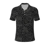 KLJnmbb Astratto Scienza Chimica Illustrazione Stampa 3D Traspirante Polo Uomo Elegante Manica Corta Casual Gite Regali Festa del Papà, Nero , L