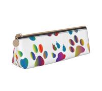 KLJnmbb Astuccio colorato con stampa di zampa di cane elegante astuccio triangolare di grande capacità con cerniera per strumenti di scrittura