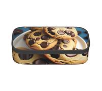 KLJnmbb Astuccio da viaggio con stampa di biscotti con cibo e patatine al cioccolato, 21 x 5 x 9 cm, borsa funzionale per forniture per ufficio