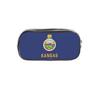 KLJnmbb Astuccio trasparente con stampa bandiera del Kansas per studenti, bambini, ragazzi e ragazze, organizer trasparente per cancelleria