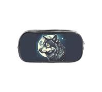 KLJnmbb Astuccio trasparente con stampa di lupo e luna notturna, per studenti, bambini, ragazzi e ragazze, organizer per cancelleria trasparente