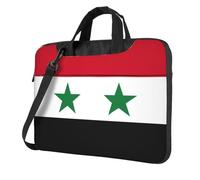 KLJnmbb Bandiera della Repubblica Araba Siriana Stampa Pratica Borsa Elegante e Protettiva Borsa per Computer Portatile Versatile Borsa Morbida Per Donne Uomini, Nero , 15.6 inch
