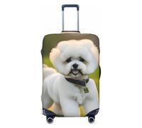 KLJnmbb Bichon Frise Dog on the Grass Print Universal Valigie Copertura protettiva elastica lavabile da viaggio, Nero , L