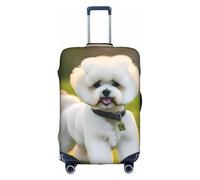KLJnmbb Bichon Frise Dog on the Grass Print Valigie Copertura Elastica Lavabile Anti Graffio Bagagli Antipolvere Elegante, bianco, XL