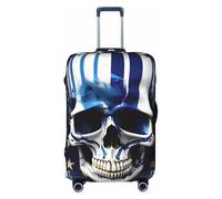 KLJnmbb Blue Stripe Stars Skull Print Universal Valigie Protector Copertura elastica lavabile Travel Luggage Cover, Nero , L