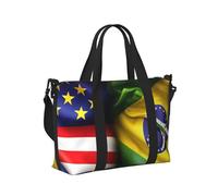 KLJnmbb Borsa a mano da viaggio con stampa di bandiere americane e brasiliane, borsa a tracolla da donna per weekend, palestra, vacanze