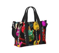 KLJnmbb Borsa a mano da viaggio con stampa di chitarra colorata, borsa a tracolla per donne e uomini, per weekend e vacanze in palestra