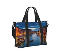 KLJnmbb Borsa a mano da viaggio con stampa di Venezia notturna, da donna, con tracolla, per weekend e vacanze in palestra