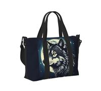 KLJnmbb Borsa a mano da viaggio con stampa lupo notte luna borsa a mano donna uomo tracolla tote per weekend fuga palestra vacanze