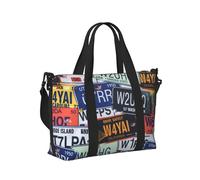 KLJnmbb Borsa a mano da viaggio con stampa targa, borsa a tracolla per donne e uomini, borsa a tracolla per weekend, fuga, palestra, vacanze